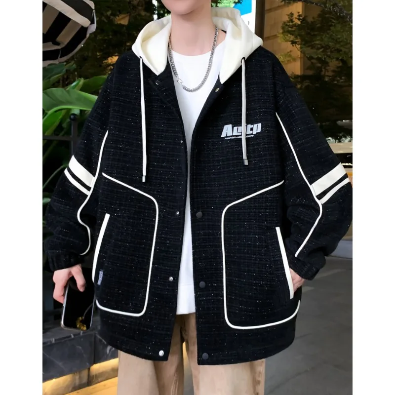 

Spring New Autumn Collection of Versatile and Trendy Student Hooded Casual Jackets and Loose Checkered Jackets for Teenagers Men