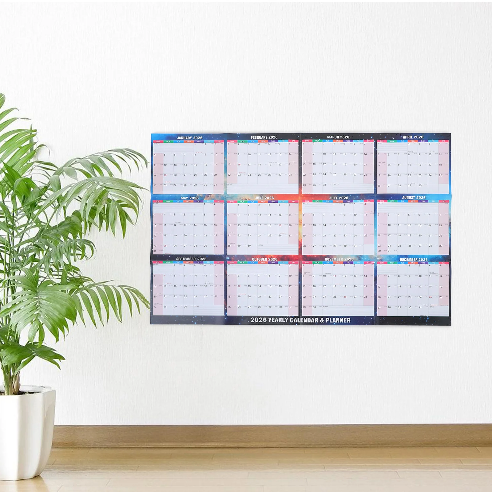 تقويم حائط سنوي لعام 2026، لوح مسح جاف مغلف على الوجهين، منظم للمنزل والمكتب والمدرسة، تقويم السبورة البيضاء #6
