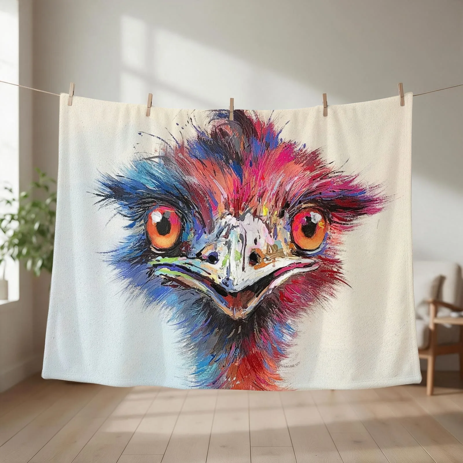 Australian Emu - 73 Throw Blanket couch cozy soft plush fuzzy picnic outdoor blanket