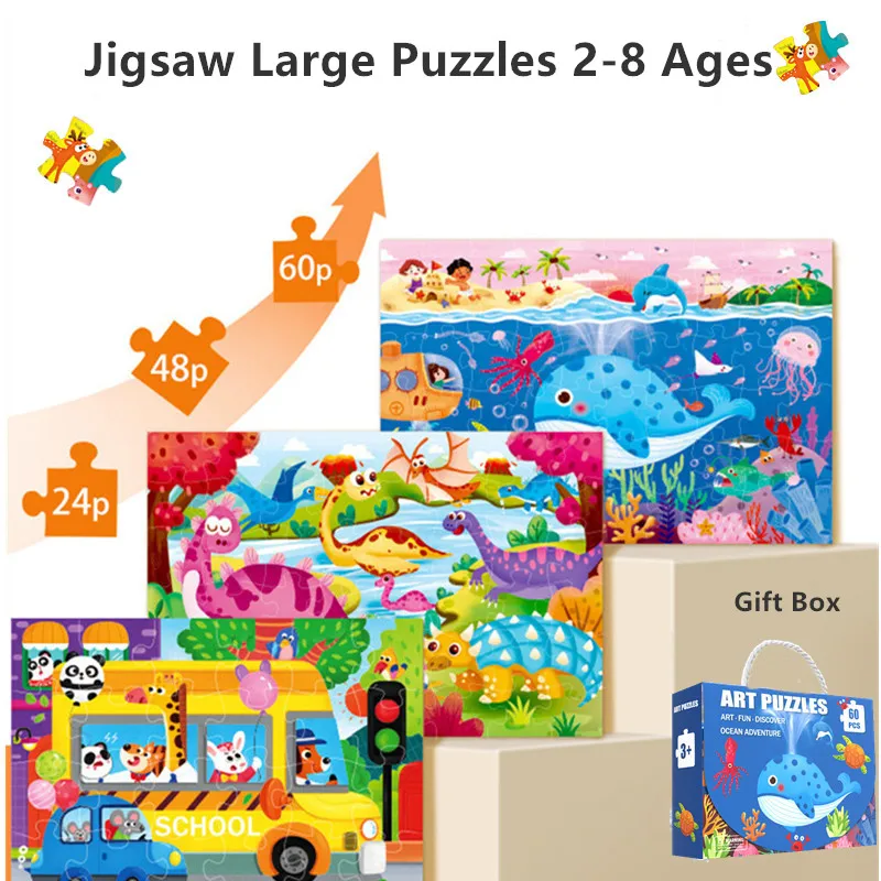 Floor Puzzle for Kids Animal Jigsaw Large Puzzles Ages 3-6 for Kids Learning Preschool Educational Intellectual Development Toys