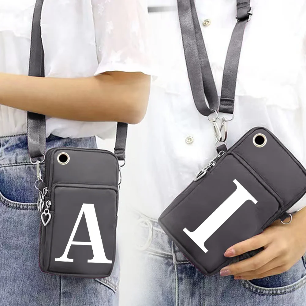 Mobile Phone Bag Wrist Pack Wallets Shoulder Bags White Letter Print Handbags for Apple/Huawei/Samsung Cell Phone Storage Packet