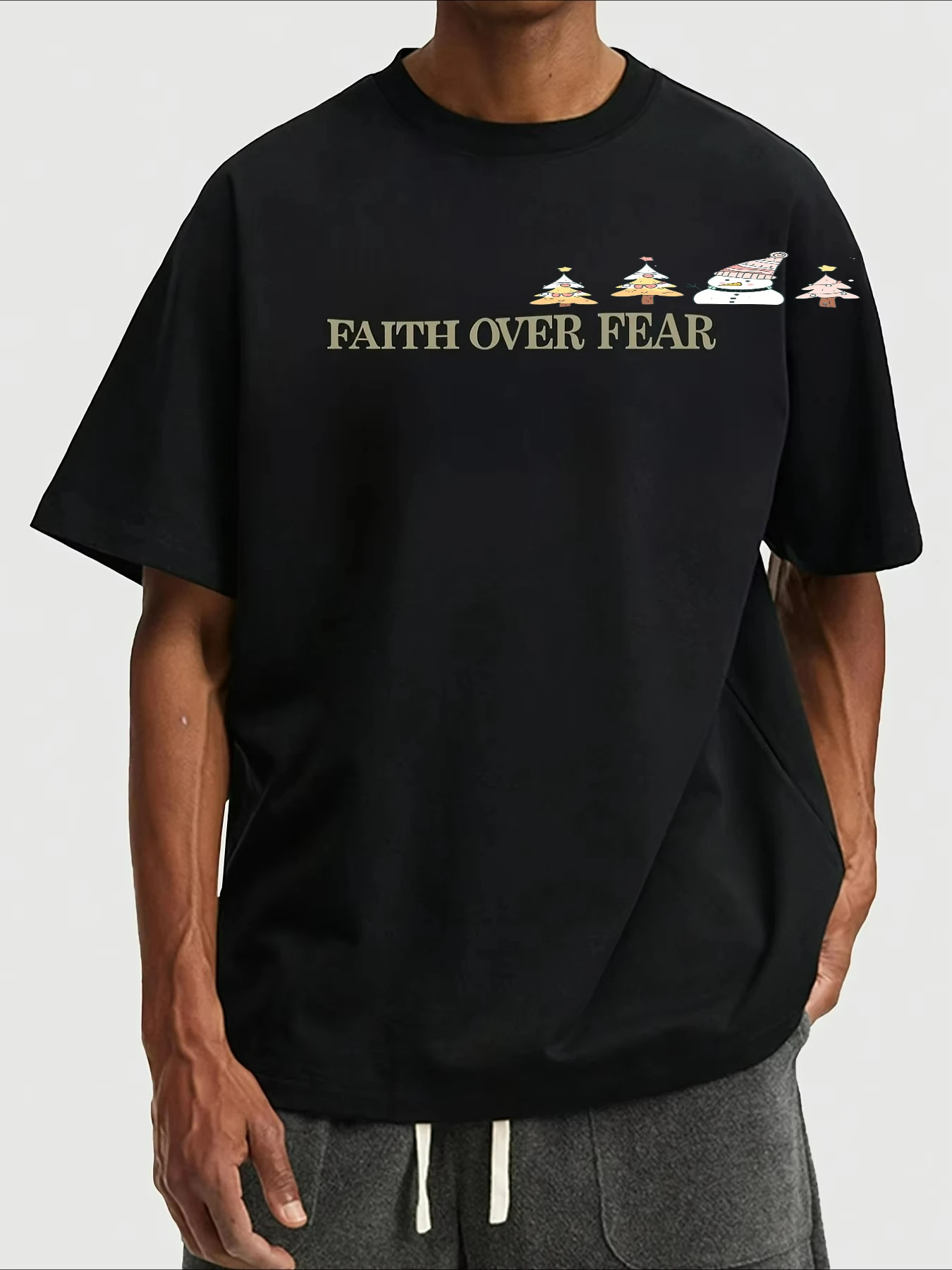 Faith Over Fear Christian Psalm 118:6 Bible Verse T-Shirt 100% Cotton O-Neck Short Sleeve Summer Casual Mens T-shirt Streetwear