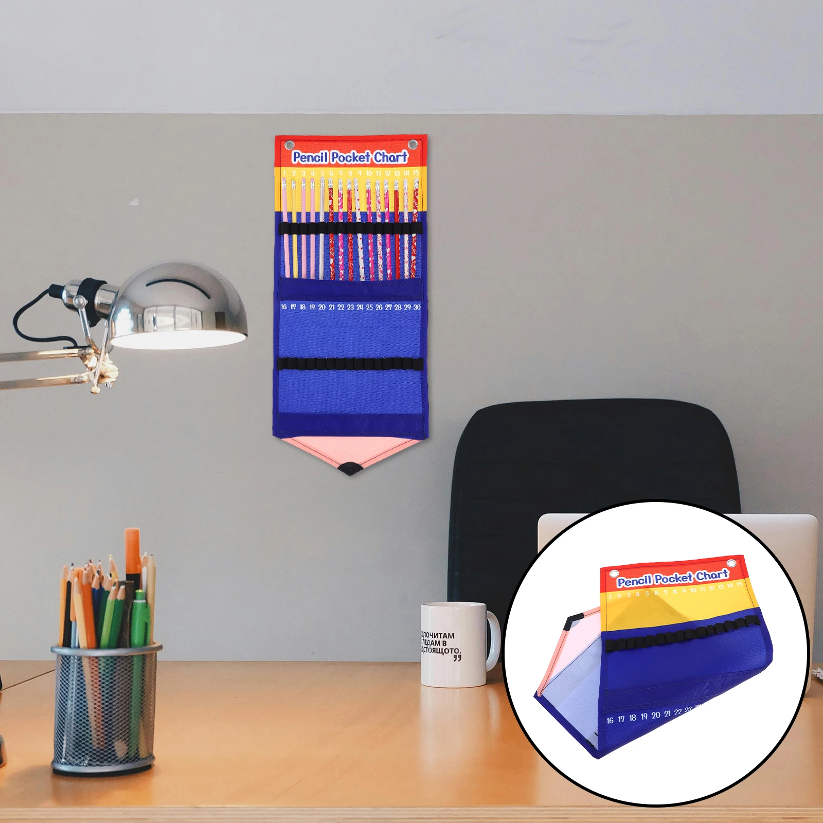 

Storage Hanging Bag Wall Mounted Canvas Organizer For Classroom Stationery Holder Space-Saving Easy Access Pocket