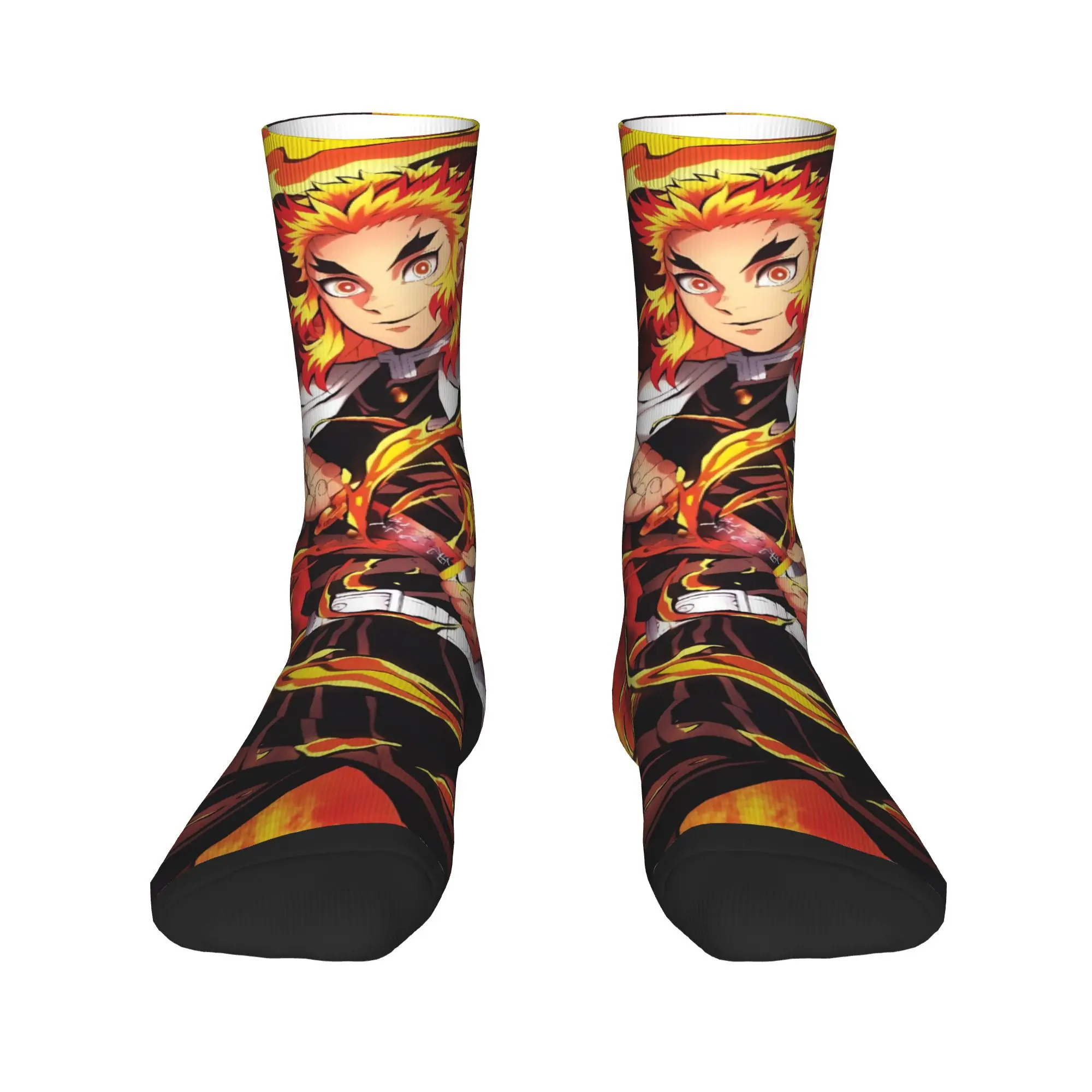 أنيمي Kyōjurō Rengoku الجوارب المضادة للبكتيريا جوارب الرجال عالية الجودة سكيت الجوارب الخريف القوطية المطبوعة الجوارب