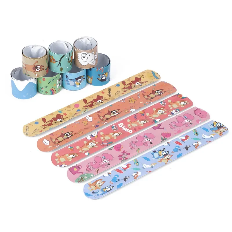 12pcs/24Pcs Cartoon Bluey Cute DIY Bracelet Wristbands A Aariety Of Anime Doll Characters Children Pat Circle Toys Birthday Gift