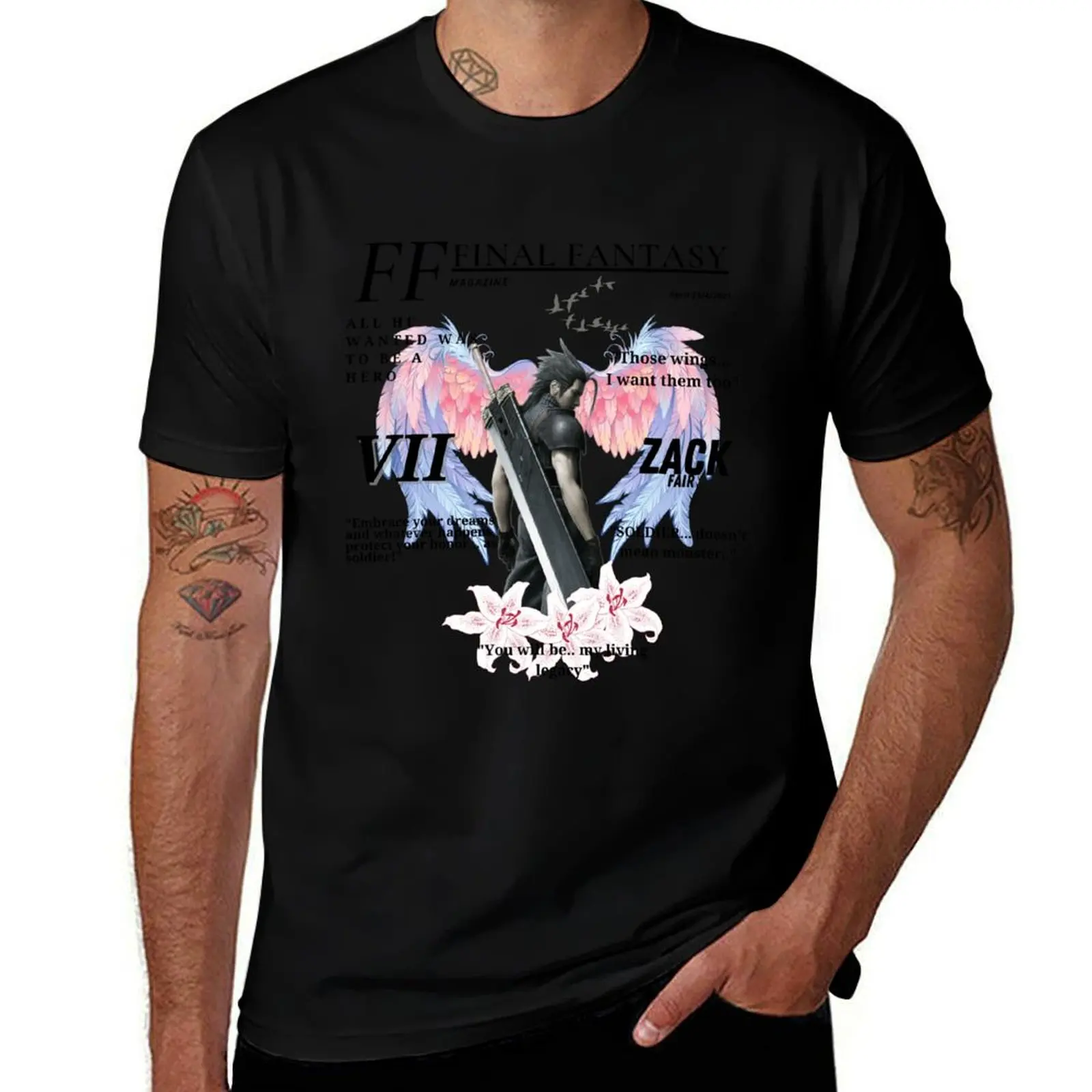 

Zack fair FF7 magazine T-Shirt Daily Wear Plain Short Sleeve Shirt