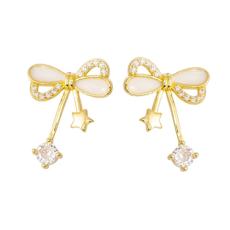 

Ювелирные изделия из стерлингового серебра S925, серьги-гвоздики с бантом из натуральной ракушки для женщин – милые, нишевые и универсальные серьги в стиле ins