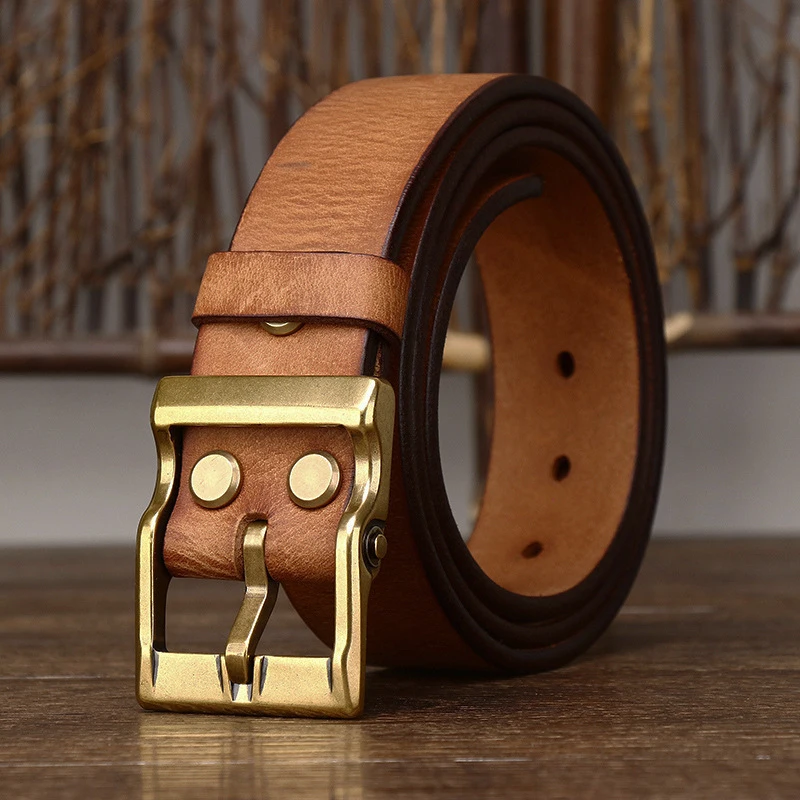 Luxury Leather Designer Men Belt Genuine Business Retro with Versatile Trousers Waistband Casual Belt Him
