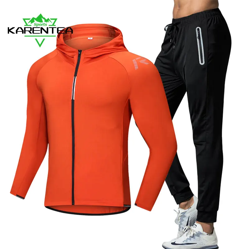 Quick Dry Men\'s Running Jacket Training Sportswear Set Gym Fitness Compression Sport Suit Jogging Tight Sportswear Clothes Male