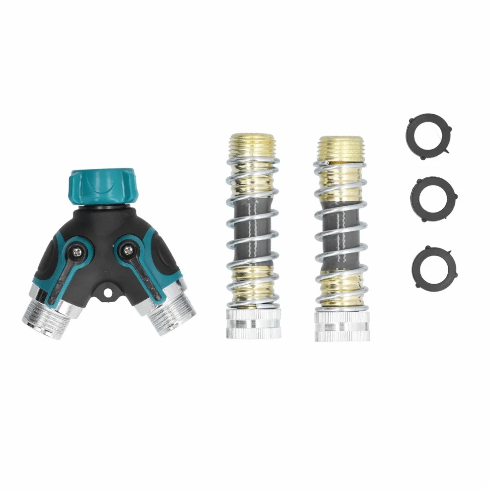 Durable Zinc Alloy,ABS Hose Connector Y Shape 2 Way Splitter Valve Green 3/4 in GHT Garden Hose Connectors Yard Watering
