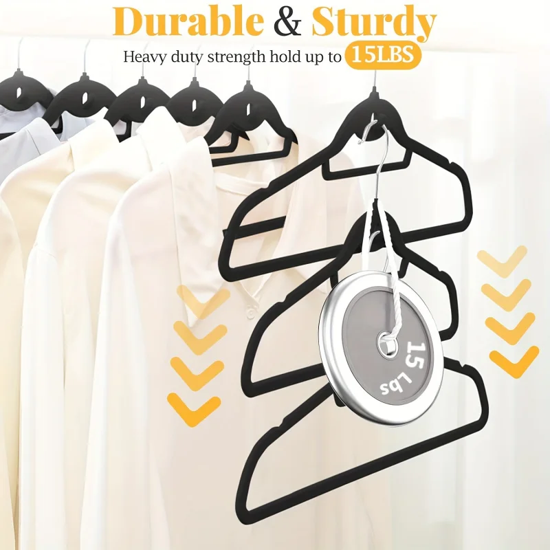 Sturdy Heavy Duty Premium Velvet Pendants, Non-Slip Clothes Hangers With Tie Bar For Pants, Suits, Shirt, Skirt, Scarf