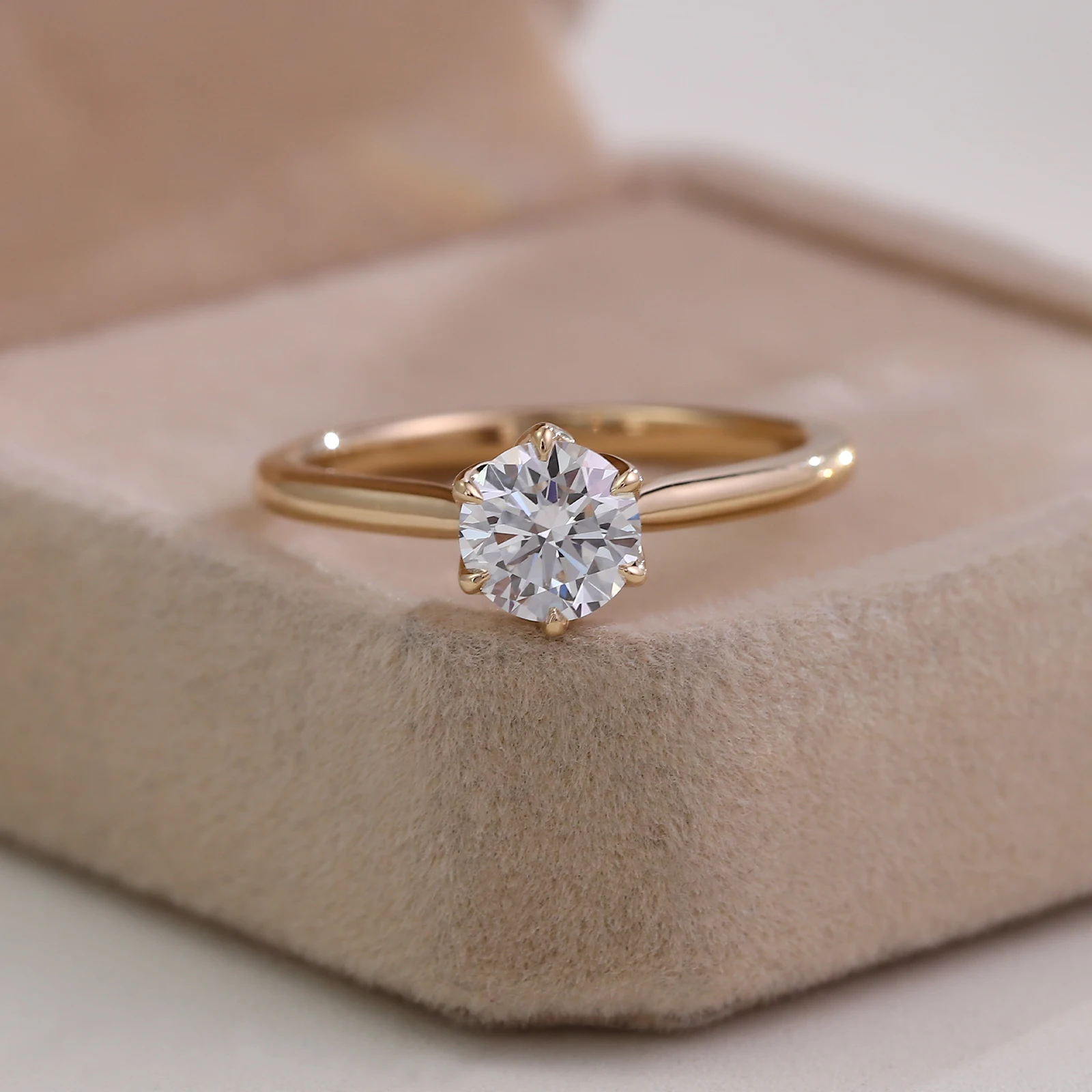 

Provence Classic Solitaire Ring 14KGold IGI DE/VS 1ct Round Cut Lab Diamonds Ring for Women Wedding Jewelry Personalized Custom