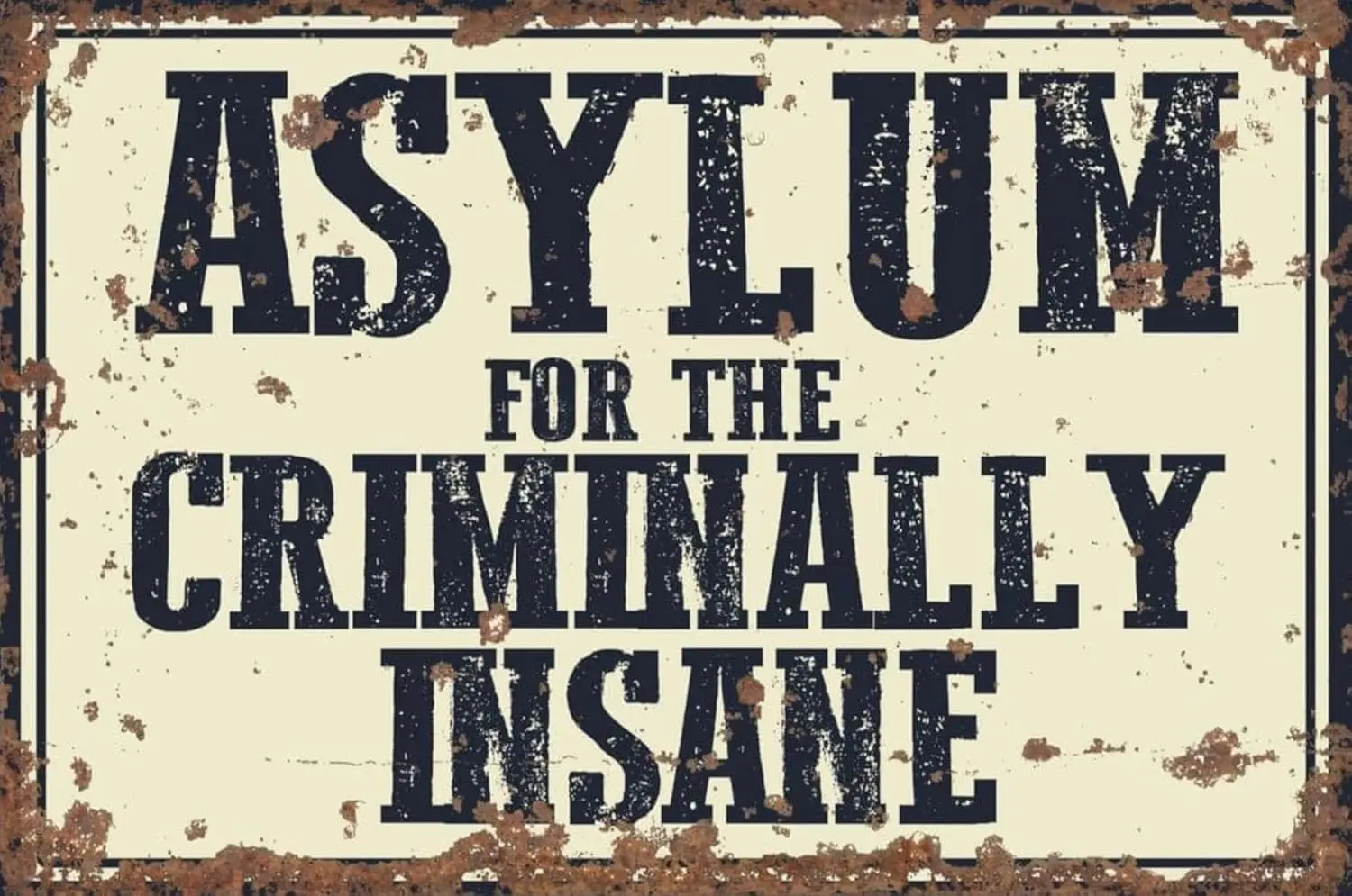 Aluminium Sign Vintage Asylum for the Criminally Insane Metal Sign Vintage Wall Decor 8