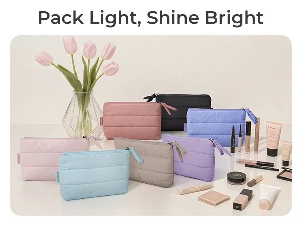 BAGSMART Puffy Kosmetiktasche, klein, geräumig, wasserabweisend, Make-up-Organizer, Reisetasche für Hautpflege und Elektronik, für den täglichen Gebrauch – Detail 13