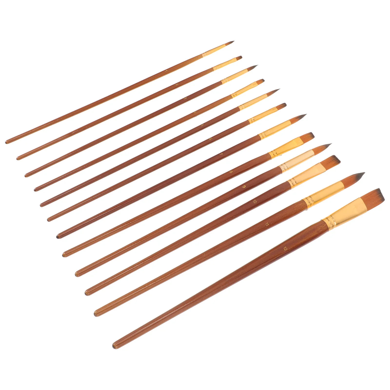 

12Pcs Nylon Hair Paint Brushes Wood Handle Easy Clean Suitable for Acrylic Watercolor Oil Painting Kids Art Paint