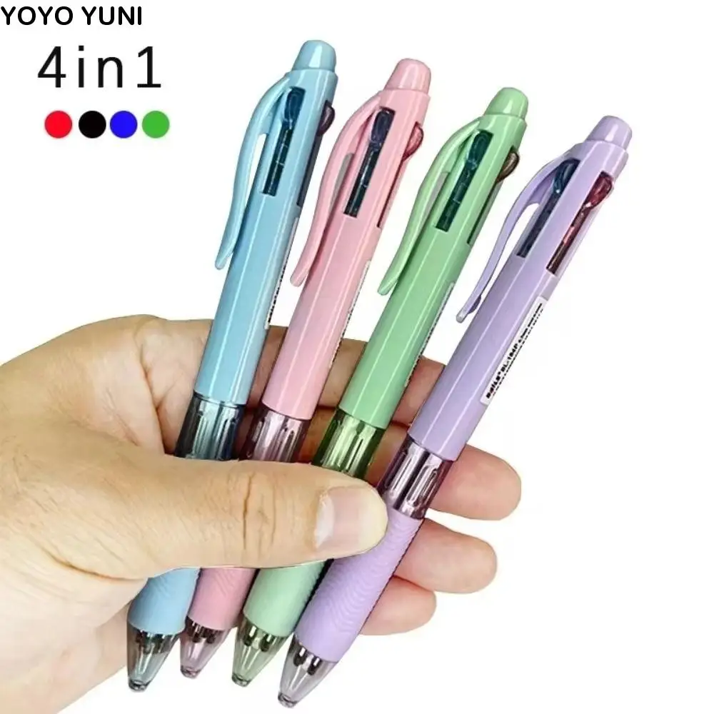

6 шт. 4 в 1 разноцветные шариковые ручки с резиновой ручкой, мягкая многоцветная выдвижная ручка, канцелярские принадлежности, креативный пресс-ролик, шариковая ручка