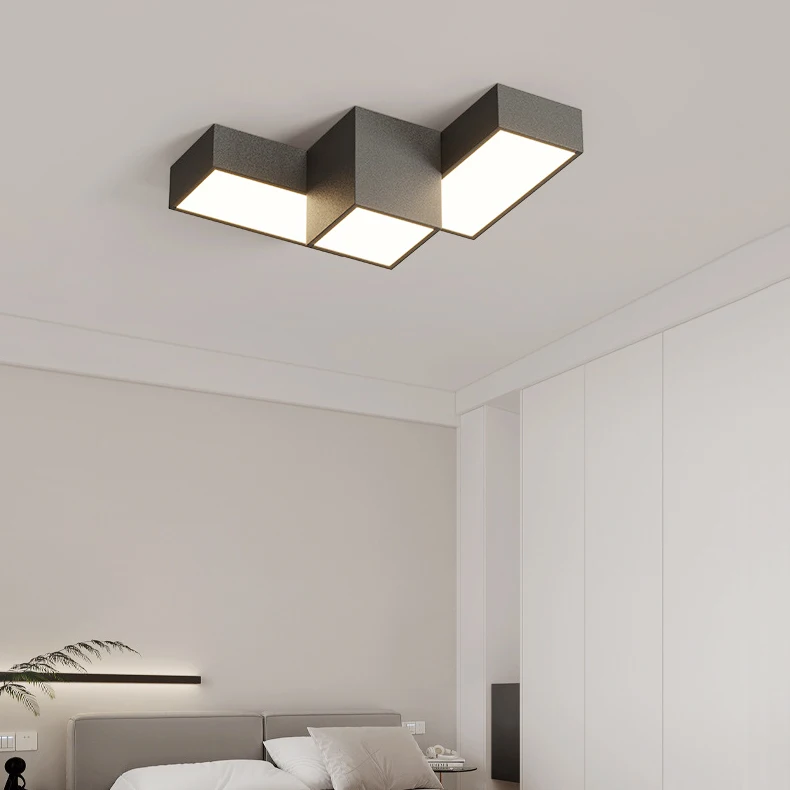 Imagem -06 - Moderno Minimalista Quadrado Led Lâmpada do Teto Geometria Criativa Sala de Estar Luz Home Decor Iluminação Dimmable Quarto Fixture