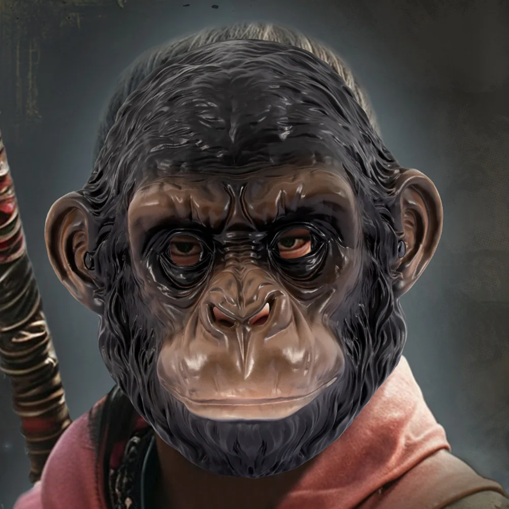 قناع غوريلا واقعي للبالغين، زي حفلة المهرجانات، تصميم حيوان مخيف، قناع تنكري لمناسبات الهالوين الخارجية #6