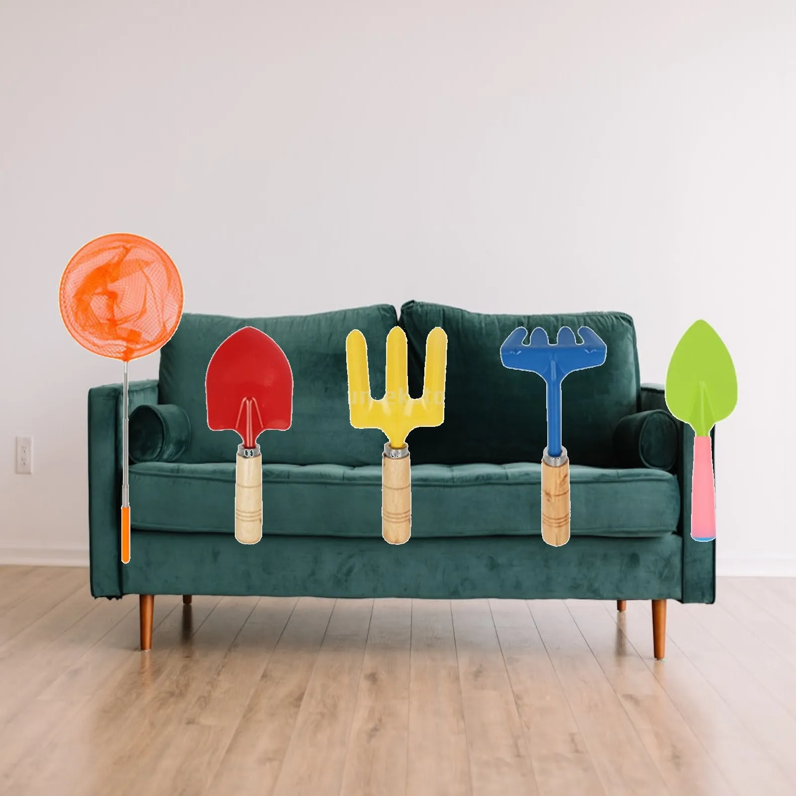 Kids Garden Tools and Equipment Multicolor Hand Tools Set Rake Shovels Fork Telescopic Butterfly Fishing Net Beach Play