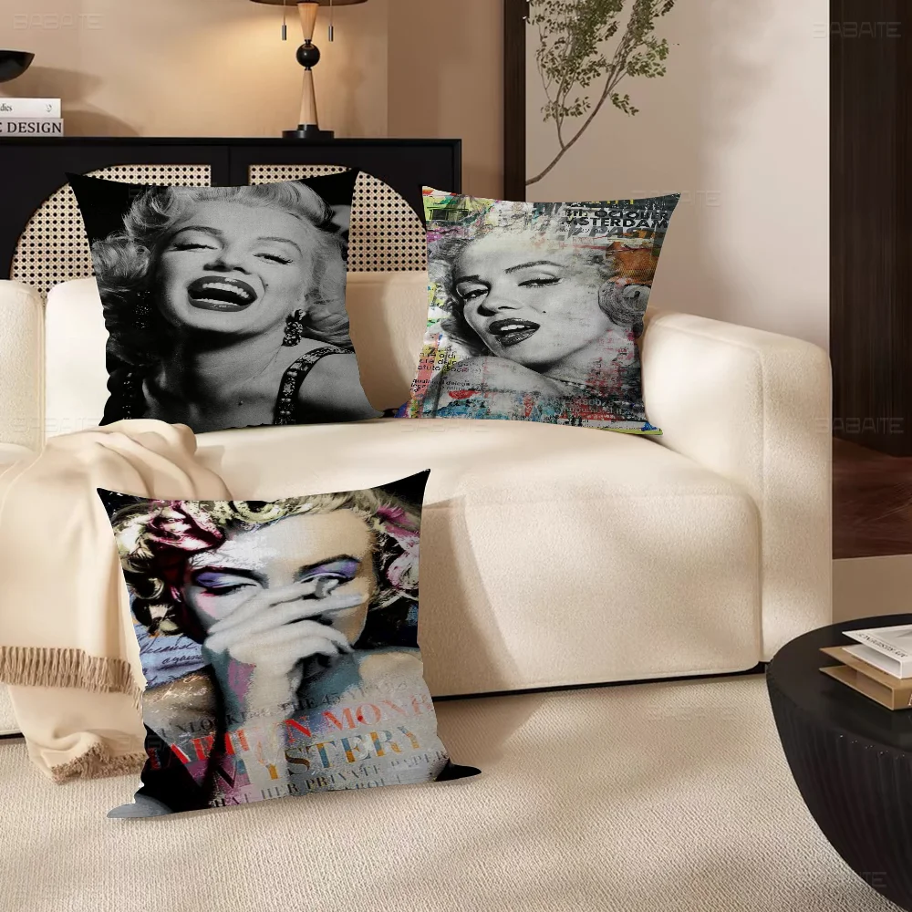 M-Marilyn M-Monroe Pillow Gift Home Office Decoration Bedroom Sofa Car Cushion Cover Case 45x45