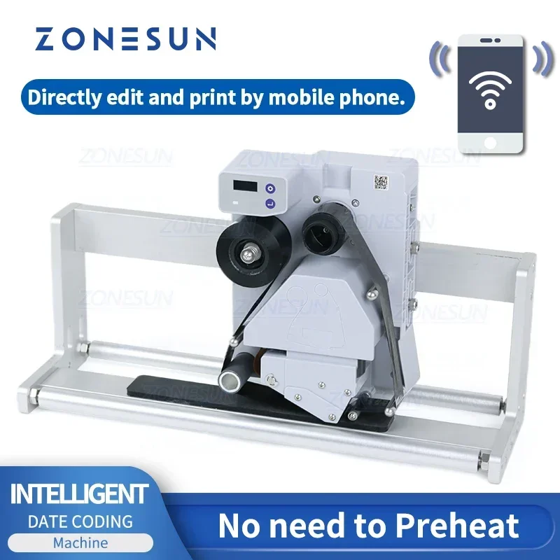 ZONESUN ZS-DC24A Smart Date Coder No Need Preheat Bluetooth Mobile Phone Control Expiry Date Batch Code Label Printing Machine