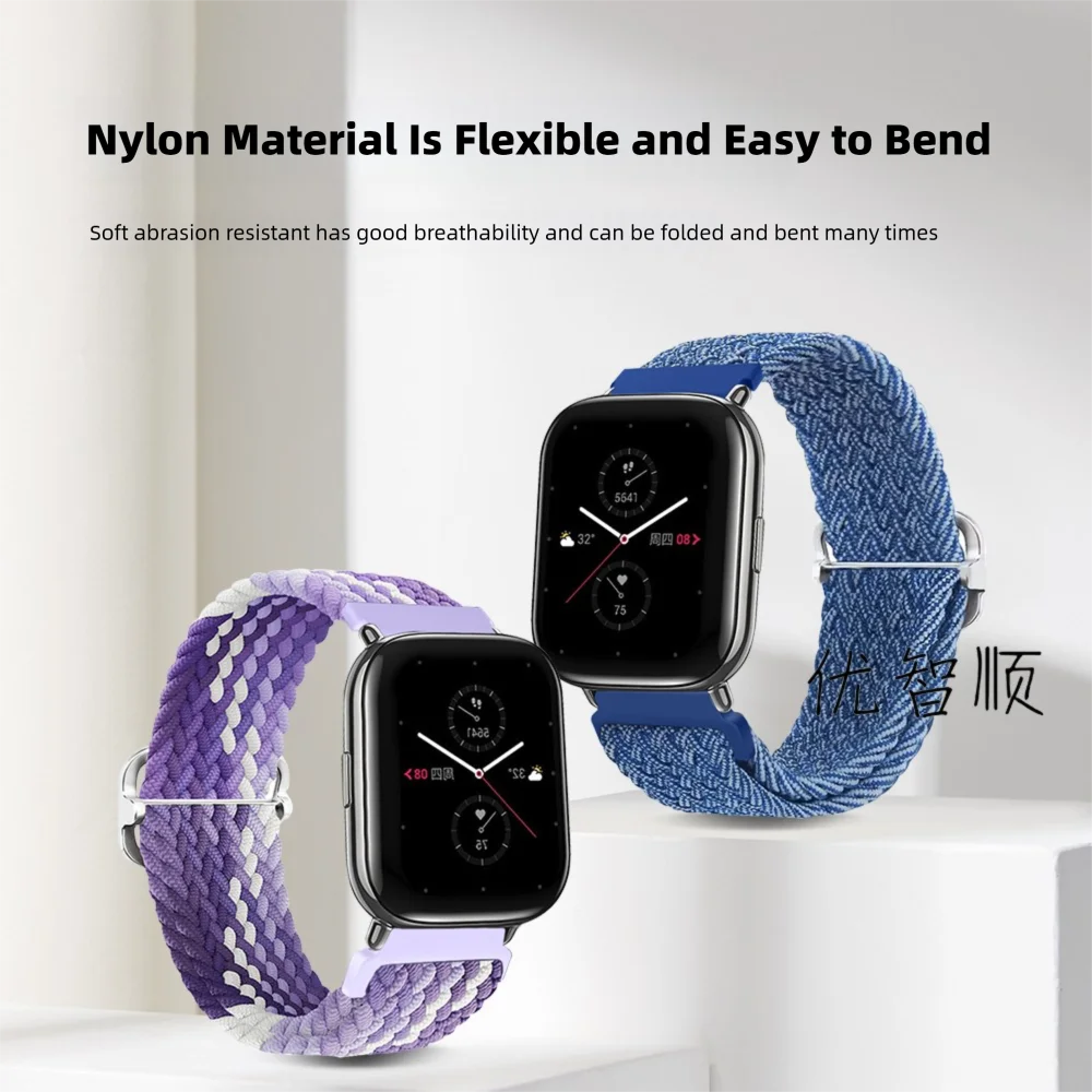Cinturino in tessuto elastico in nylon da 22 mm per serie Amazfit cinturino regolabile di ricambio con fibbia scorrevole in metallo a sgancio rapido uomo donna