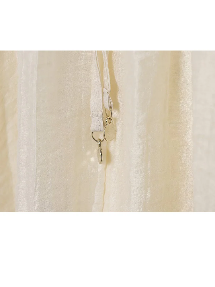 HH Women Autumn Fashion Sweet Bubble Sleeve Droop Semi-Translucent Shirt Female Chic Tencel Fabric Loose Long-Sleeved Shirt