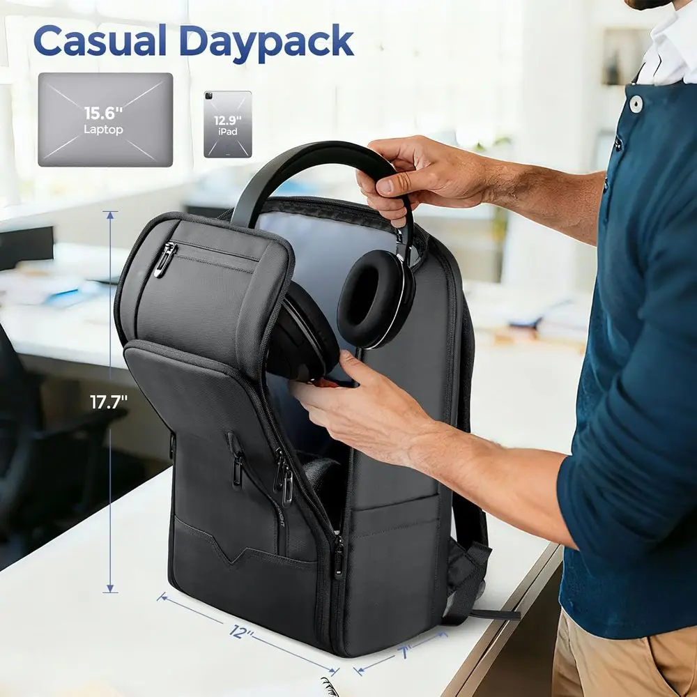 Herren-Reise-Laptop-Rucksack mit USB-Ladeanschluss, wasserabweisender Handgepäck-Rucksack oder 15,6-Zoll-Computer, Anti-Thet-Laptop-Rucksack B