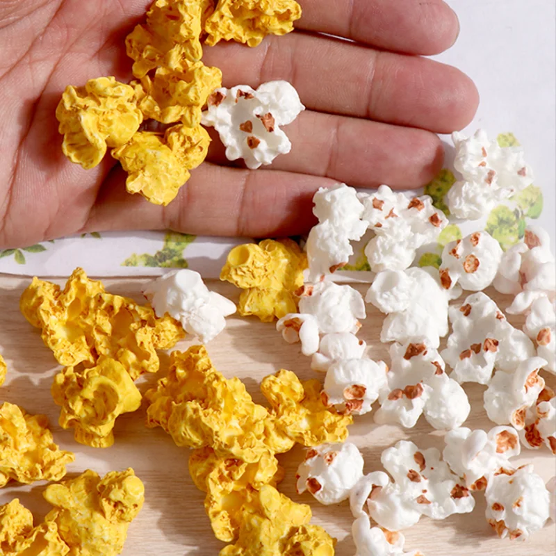 10 Teile/los Harz 3D Popcorn Lebensmittel Charms Breloque Kawaii Nette Snack Anhänger Für Telefon Fall Dekor Schmuck Machen Zubehör Groß