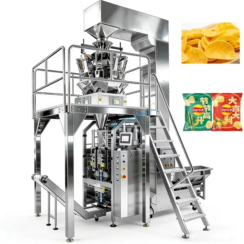 FL Factory Price Automatic Weighing Chips Snack Pouch Packing Machine With Nitrogen for Potato Banana Chips Bag Packing Machine