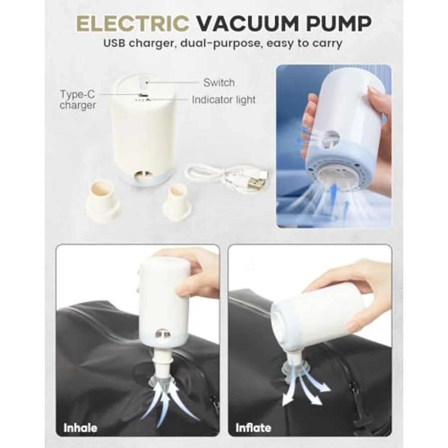 Vacuum Backpack Travel with Pump, Vacuum Seal Compression Bags for Clothing Travel Essentials Carry on Luggage Laptop Backpack, - view 4