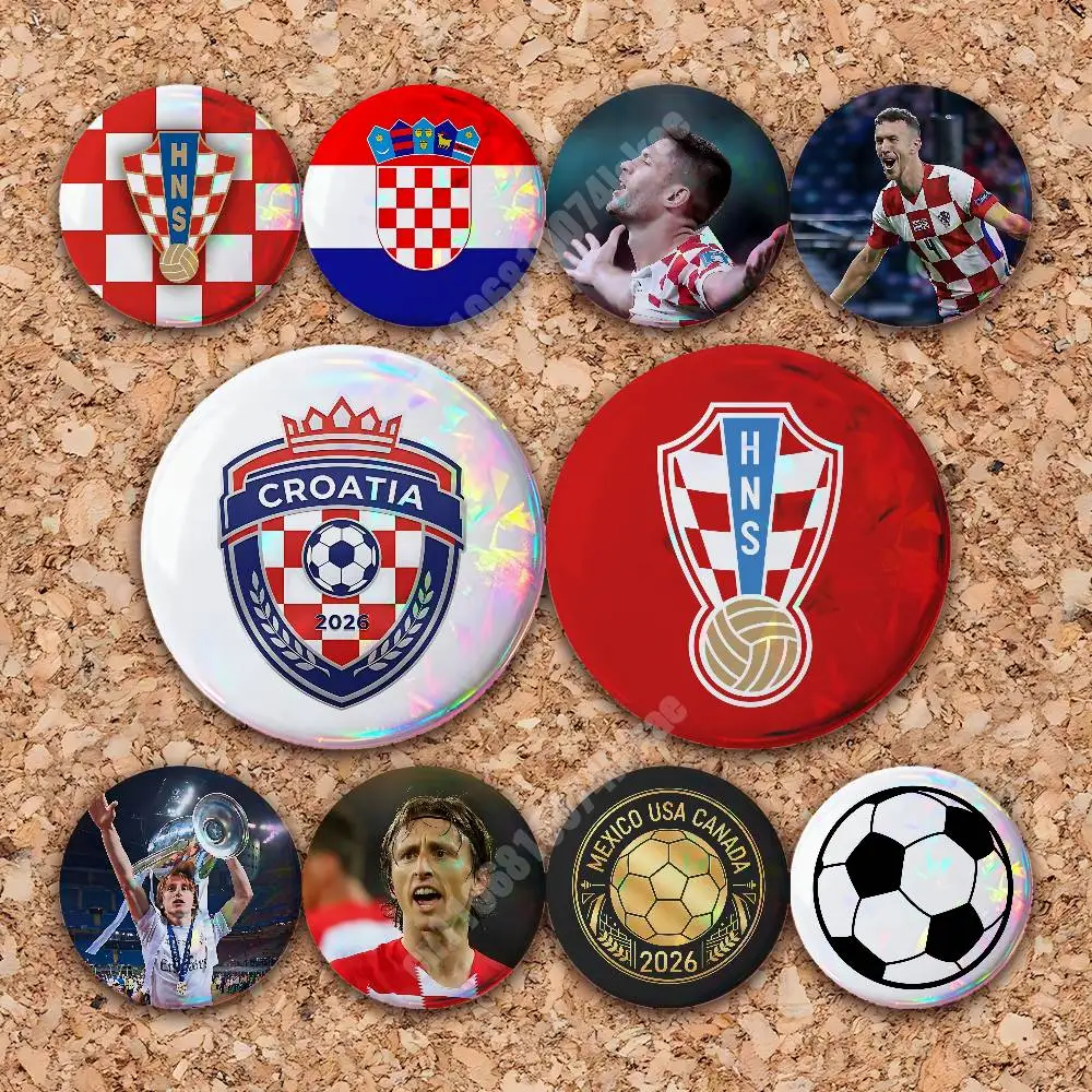 

Croatia Football 2026 Hrvatska Soccer Button Badge 2PC Sets for Bags & Clothes & Accessories Metal Pin Stylish Decoration