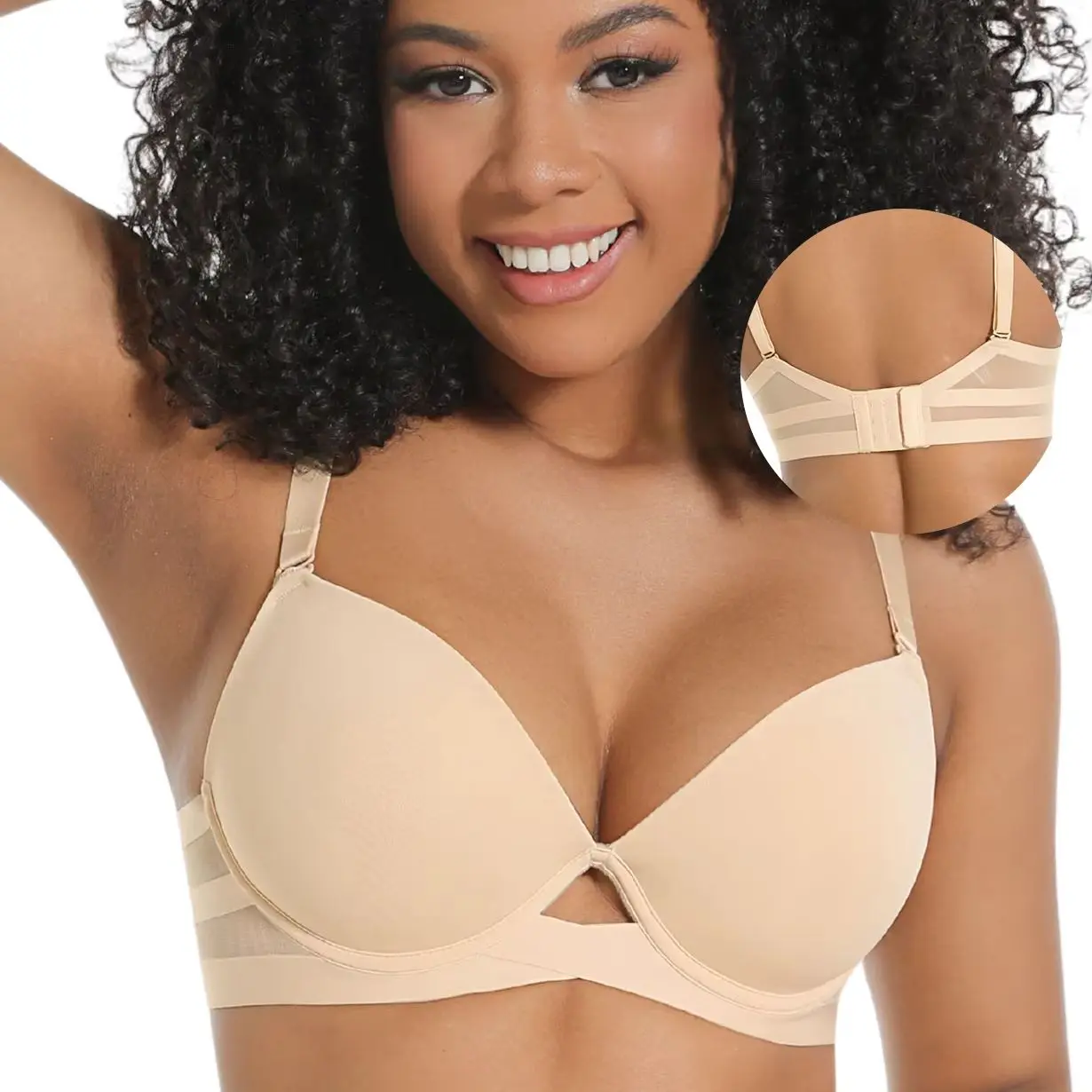 New Women Everyday Push Up Lightly Padded Bra Underwire Breathable Mesh Band Plunge Sexy Support Bras Extended Crossed Design