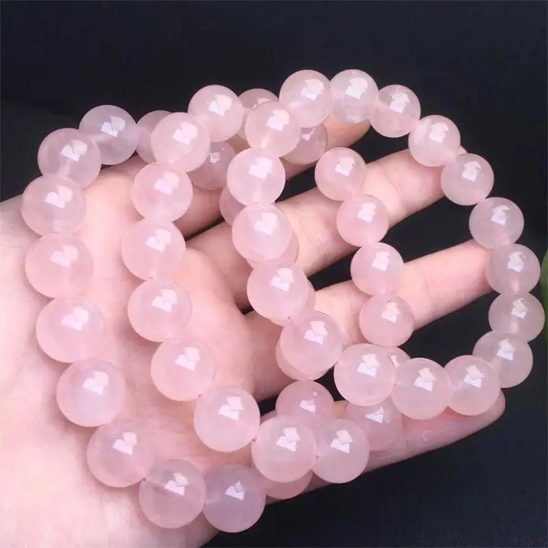 Natural Rose Quartz Bracelet Fashion Energy Stone Reiki Healing Crystal Strand Fengshui Gift 1PCS 10/12MM