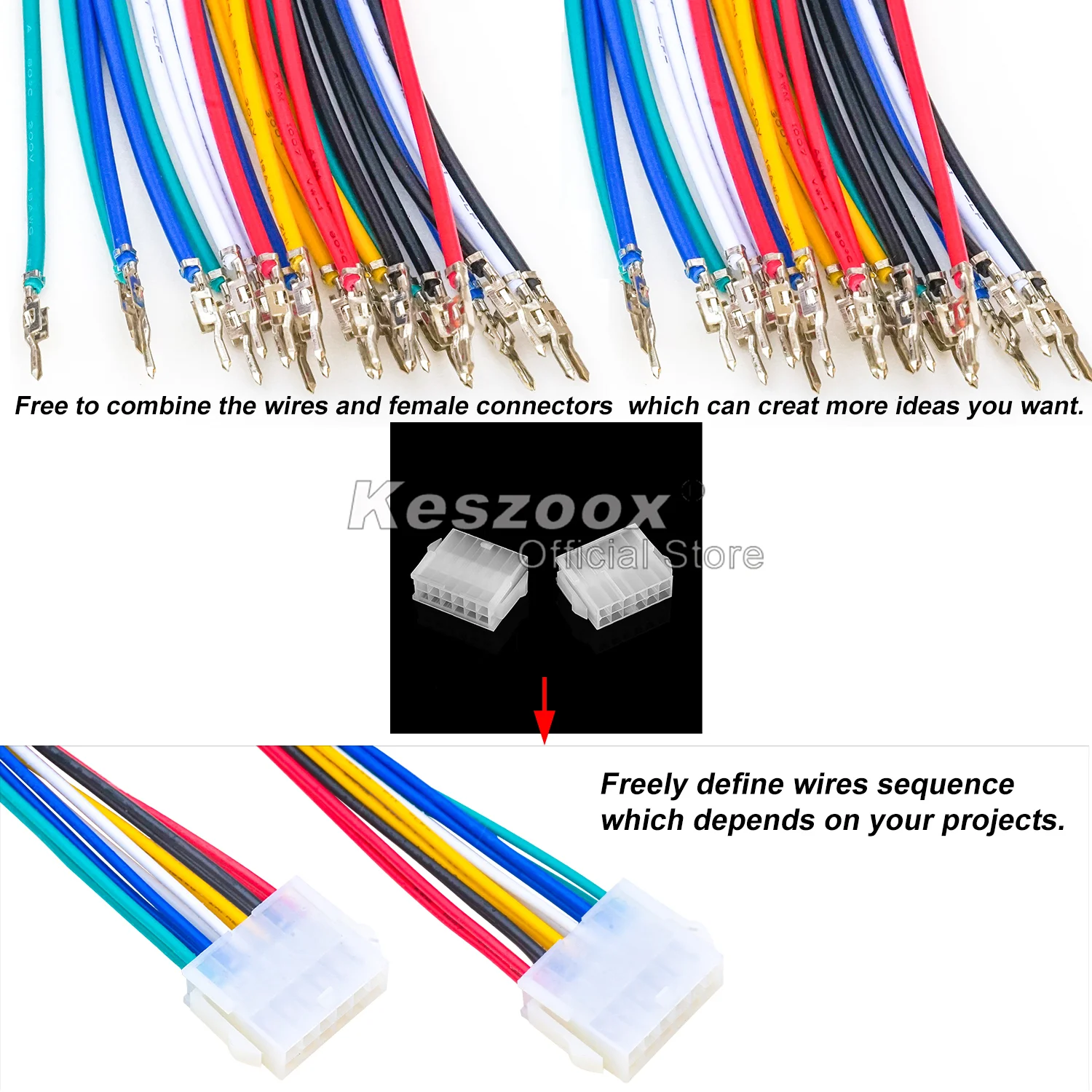 Imagem -05 - Keszoox-macho e Fêmea Molex Conectores Habitação Cabo Pré-crimped Molex Connector Kit 20awg 4.2 mm 26p 5557