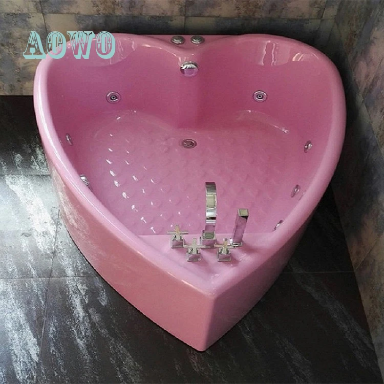 

Heart Shape 2 Person Sexy Massage Hot Tub High Class Acrylic Bathtubs Whirlpools Hotel Use Couple Spa
