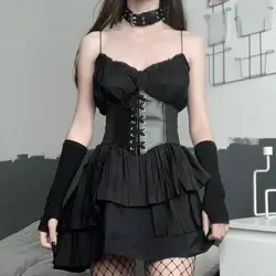 Waist Cincher Corset Cool Wide Belt Women Girdle Dark Style Cosplay Party Lady Bustier Clothes Accessory