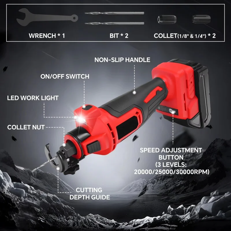 Cordless Brushless Drywall Cut Out Tool 3 Speed Adjustable Rotary Saw 30000RPM for Milwaukee M18 Battery