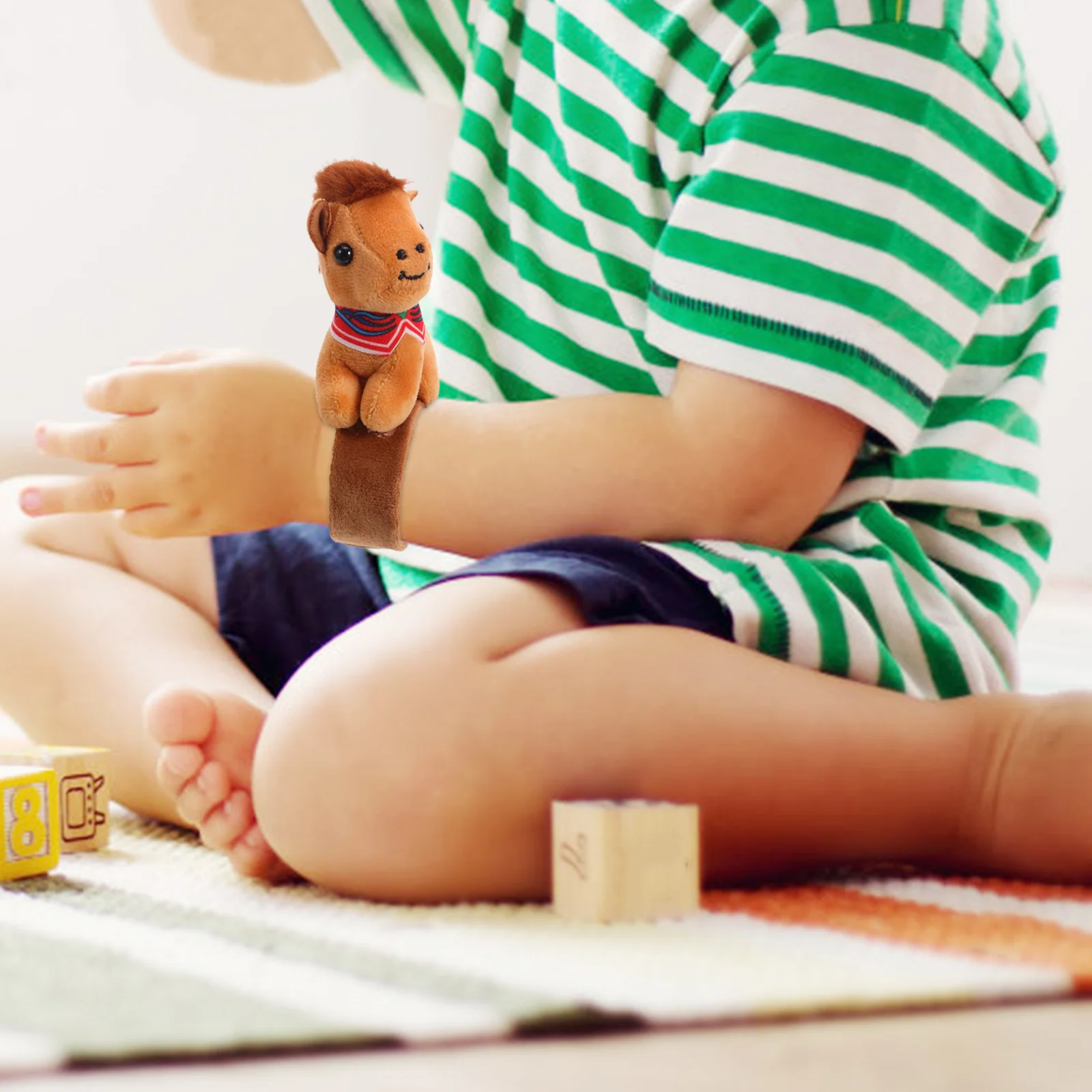 

Small Horse Slap Bracelet Soft Stuffed Animal Wristband Kids Animal Snap Wristband Birthday Party Favor Lunar New Year Gift