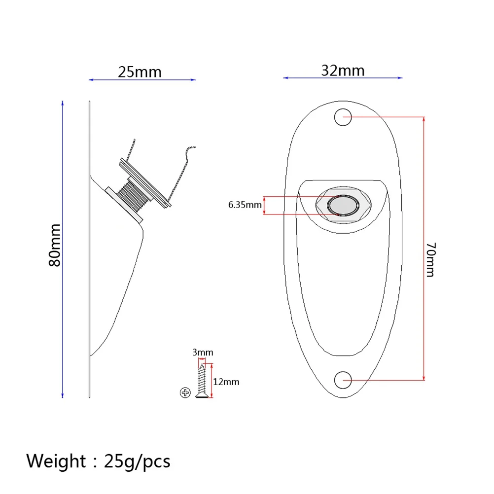 Boot 1/4 Zoll 6,35 Mm Gitarre Jack Buchse Stahl Kupfer Material Glänzend Finish Für Elektrische Gitarre Bass Ersatz Jack platte