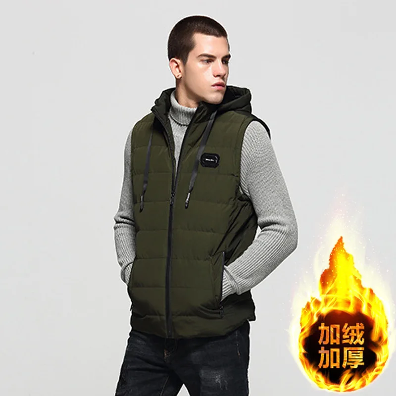

Men Zipper Waistcoats Plus Size 6XL Brand Mens Jacket Sleeveless Vest Hooded Fashion Casual Coats Male Cotton-Padded Men's Vest