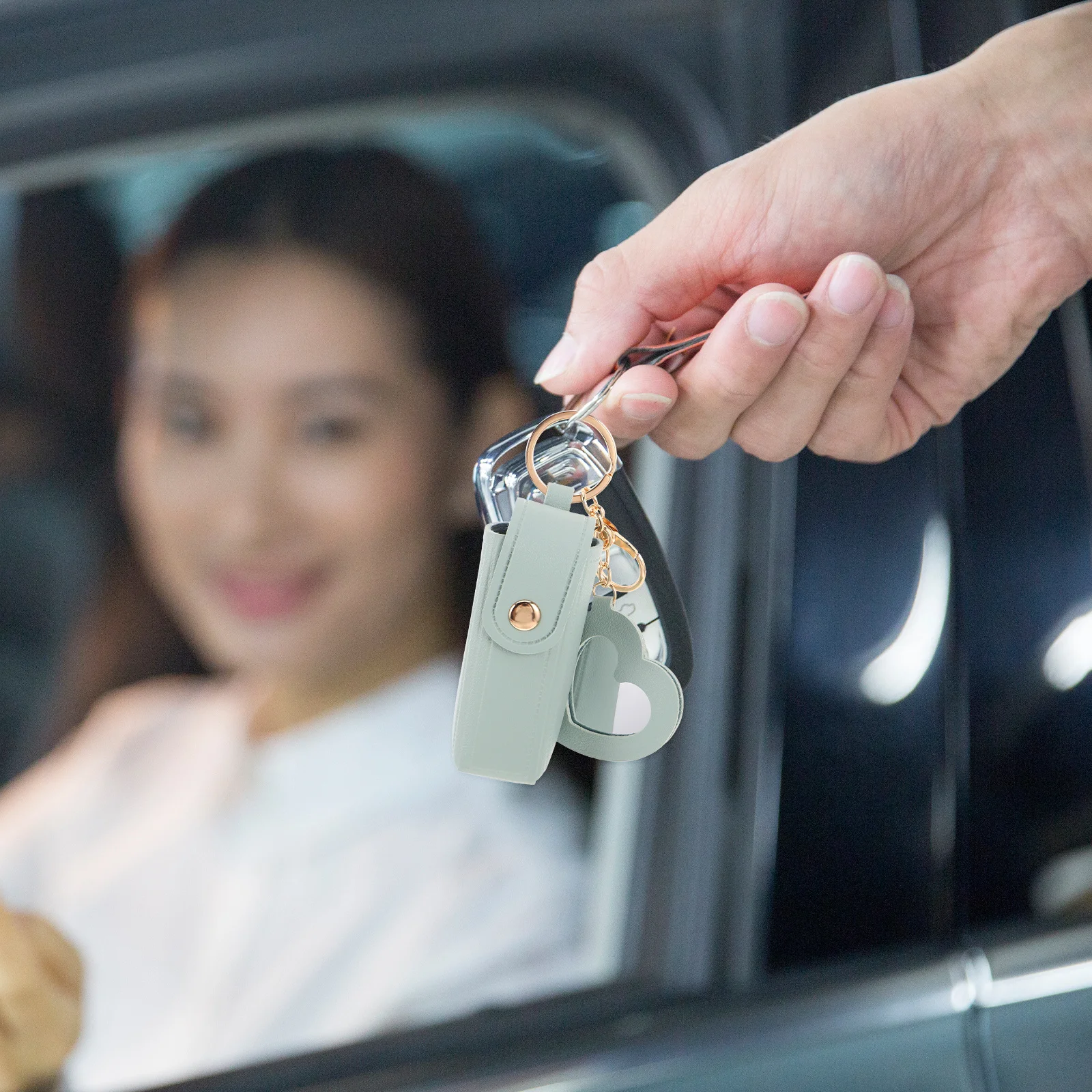 

4Pcs Mini Portable Lipstick Case Keychain Travel Organizer for Lip Gloss Small Makeup Bag Compact Lip Balm Holder for Purse