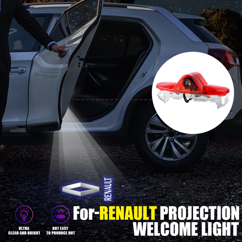 

2Pcs HD Car Led Door Welcome Light Projector Lamp For Renault Magane2011 Koleos(CHN)2017 Laguna(2009-2012) Talisman(2012-2013)