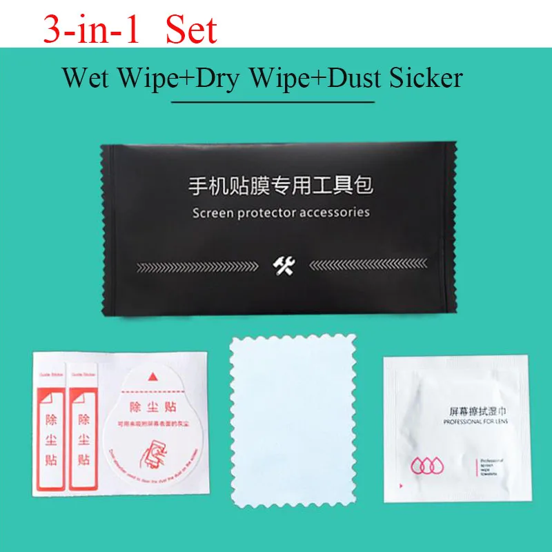 100PCS/Lot 3in1 Dust Removal Paper Dry Wet Cleaning Wipes Alcohol Package Set for Phone Camera Lens LCD Watch Screen Protector