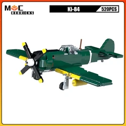 WW2 High-speed Battle Aircraft Ki-84 MIlitary Fighter MOC Building Blocks Assembly Model Creative Bricks Toys For Childrens