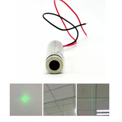 Módulo de diodo láser enfocable ajustable, 515Nm, 520nm, 10mw, punto verde/línea/Cruz