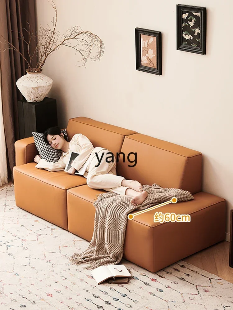 LMM simple cat scratching leather sofa small apartment living room tofu block leave-in leather sofa