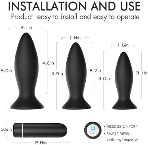 

Anal Butt Plug Training Kit,9 Vibration Modes Adult Anal Sex Toys Vibrators with Suction Cup Base