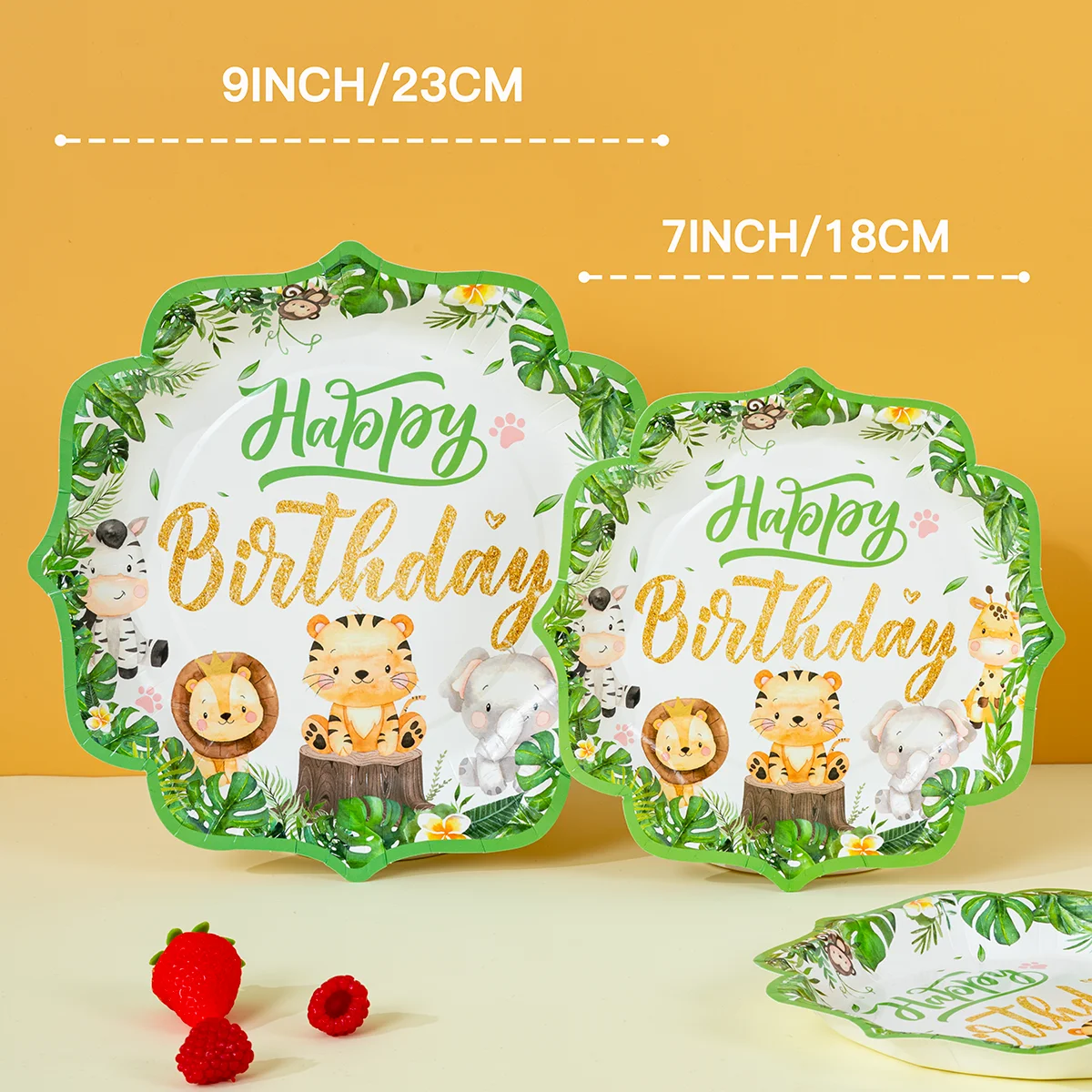 10/25/50pcs Happy Birthday Jungle Animal Disposable Paper Plates for Kids Safari Themed Birthday Party Supplies image 5