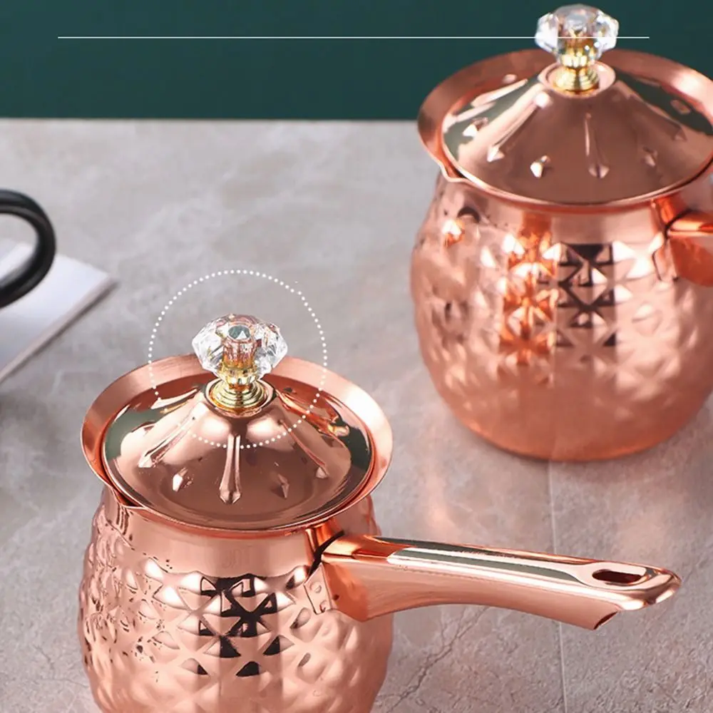 إبريق قهوة تركي متعدد الاستخدامات مصنوع يدويًا بمقبض ثابت لتدفئة الحليب بسعة كبيرة من الفولاذ المقاوم للصدأ وغلاية قهوة #5